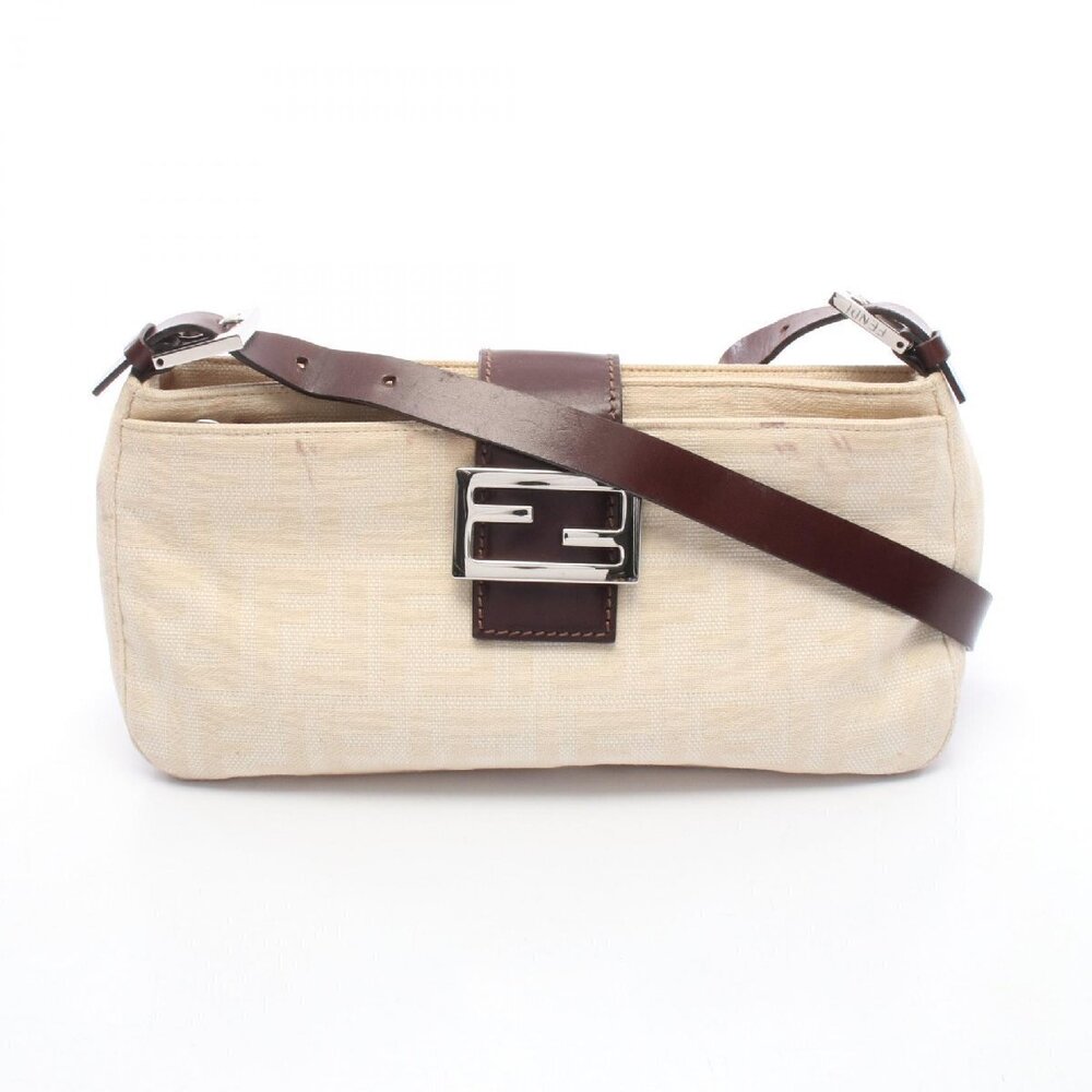 Fendi Zucca Mamma Bucket Canvas Shoulder Bag Black